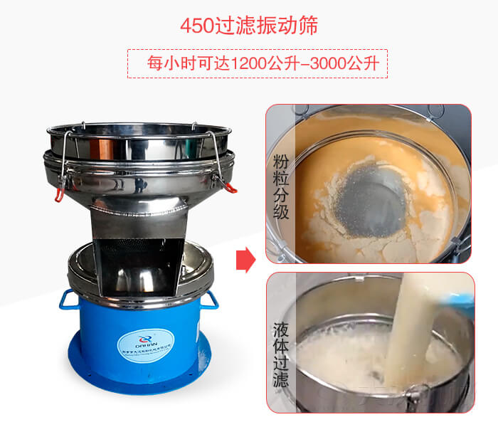 450過濾振動篩粉狀，液體物料篩分過濾展示圖